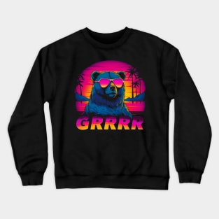 GRRRR Synthwave Bear Crewneck Sweatshirt